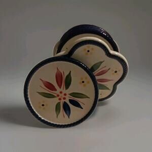 Temp Tations Old World Floral 4 Coaster Set With The Holder